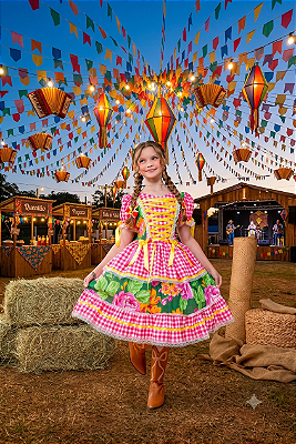 Vestido Junino Infantil Flor do Arraiá 8805