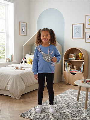 Moletom Infantil Bugs Bunny – Azul com Aplicação Divertida