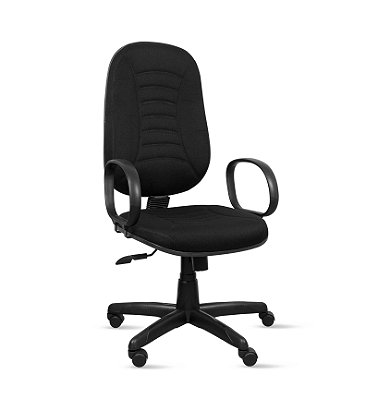 Cadeira Presidente Majestic c/ Costura Base Giratória Relax com Braço Fixo Corsa - Tecido Crepe - PP240