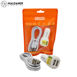 Kit de Carregaento Veicular 2 USB + Cabo Tipo-C - AGOLD CJ11-3