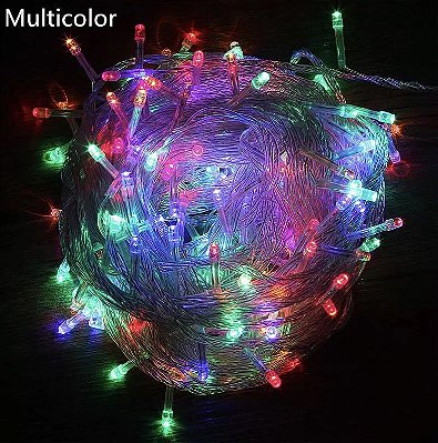 Pisca Pisca LED Natal 100 Lampadas Transparente 8 Efeitos 10 Metros Colorido RGB 127V