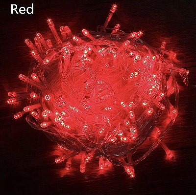 Pisca Pisca LED Natal 100 Lampadas Transparente 8 Efeitos 10 Metros Vermelho 127V