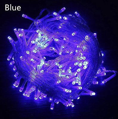 Pisca Pisca LED Natal 100 Lampadas Transparente 8 Efeitos 10 Metros Azul 220V