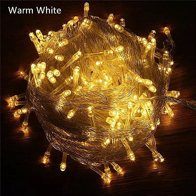 Pisca Pisca LED Natal 100 Lampadas Transparente 8 Efeitos 10 Metros Branco Quente 127V