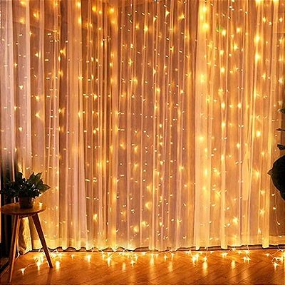 Cortina LED 3x2.5 Metros 500 Lâmpadas Branca Quente com Efeito 220V