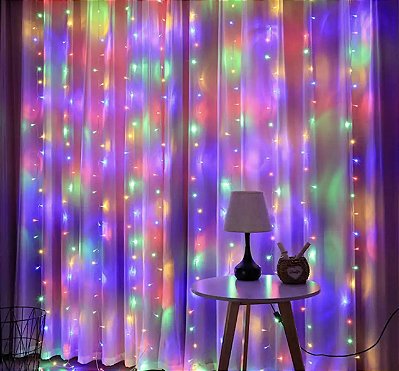Cortina LED 4x3 Metros 900 Lâmpadas RGB Colorido Fixo sem Efeito 220V
