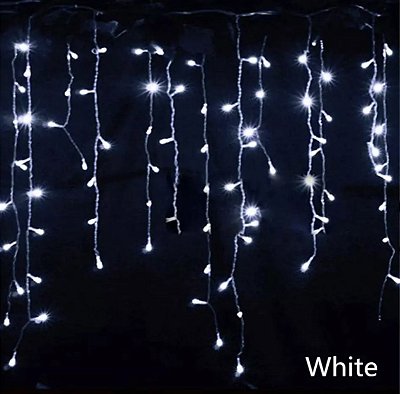 Cascata LED 10 Metros 400 Lâmpadas Branco Frio Fixo sem Efeito 220V