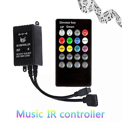 Controle Rítmico Fita LED RGB Colorida Musical 3528 5050 12V