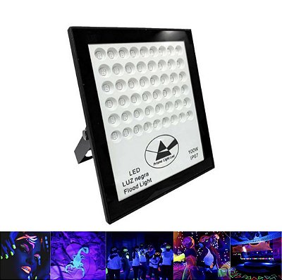 Refletor 100W LED UV Ultravioleta Luz Negra SMD IP67 Bivolt