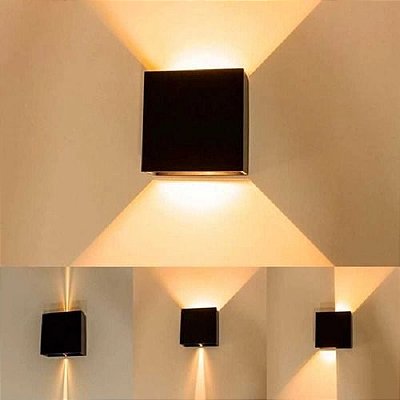 Arandela LED Astral Facho Regulável 4W Branco Quente 3000K Preto IP66 Bivolt