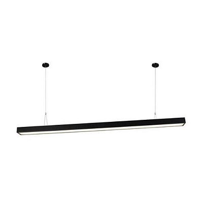 Pendente Linear Retangular 120cm 40W LED Integrado Preto Branco Quente 3000K Bivolt
