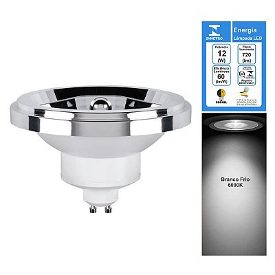 Lampada LED 12W AR111 GU10 Branco Frio 6500K Bivolt