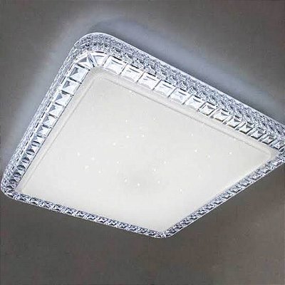 Lustre Plafon LED Orion 12W 28x28 Céu Estrelado Acrílico Branco Frio 6500K Bivolt