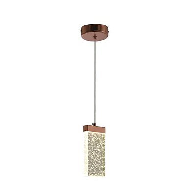 Lustre Pendente Barra Cristal Rose LED 7W 3 Cores Bivolt