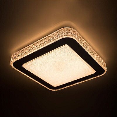 Lustre Plafon LED Gemini 24W 40x40 Céu Estrelado Acrílico Branco Quente 3000K Bivolt