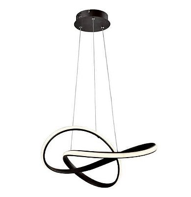 Lustre Pendente Moderno Infinity LED 50W Preto 4000K Branco Neutro Bivolt