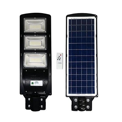 Luminária Pública 150W LED Solar Poste Sensor e Fotocelula Branco Frio IP66