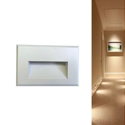 Balizador LED 2W Embutir Horizontal 4X2 Branco 3000K Bivolt BL6722