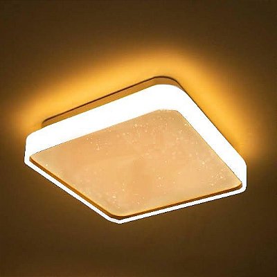 Lustre Plafon LED Metal White 12W 28x28 Céu Estrelado Branco Quente 3000K Bivolt