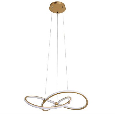 Lustre Pendente Moderno New Infinity LED 40W Dourado 4000K Bivolt
