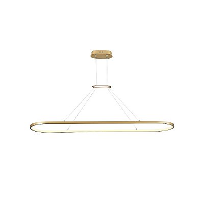 Lustre Pendente LED 55W Moderno Retangular 120cm Dourado 3000K Bivolt