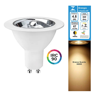Lâmpada LED 4.8W AR70 IRC90 GU10 Branco Quente 3000K Bivolt
