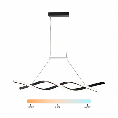 Lustre Pendente Moderno LED 30W Onda Dupla Preto Multicor Bivolt