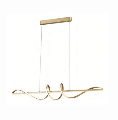 Lustre Pendente LED 63W Espiral W 100cm Dourado 3000K Bivolt