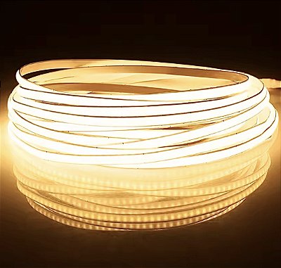 Fita LED COB 5mm 10W 320 LED’s 12V IP20 5 Metros Branco Quente 3000K
