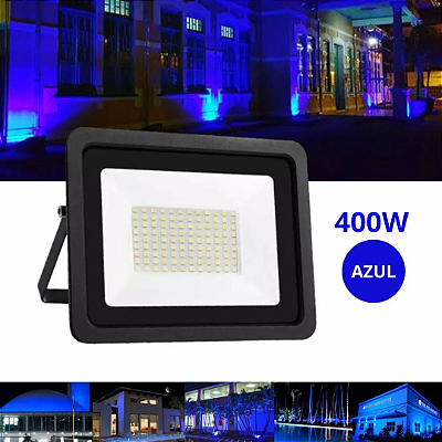 Refletor 400W LED SMD Slim Mini Holofote Azul IP67 Bivolt