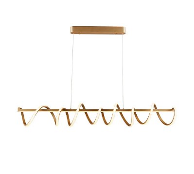 Lustre Pendente LED 125W Espiral Long 120cm Dourado 3000K Bivolt