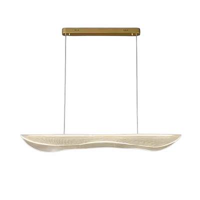 Lustre Pendente LED 30W Curva Acrílico 100cm Dourado 3000K Bivolt