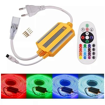Central Comando Controladora Mangueira Fita LED RGB Achatada IP67 Bivolt