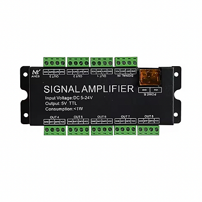 Amplificador de Sinal Profissional 8 Canais Fita LED Digital Endereçada 5-24V