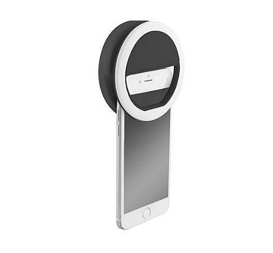 Ring Light 8cm Portátil Anel Luz de Selfie Celular Super LED USB Flash Bateria Preto