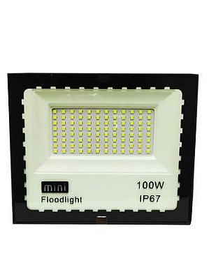 Refletor 100W LED SMD Slim Mini Holofote Branco Frio IP67 Bivolt