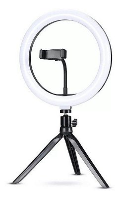 Ring Light 8 polegadas 22cm LED 28W Iluminador USB Controlador 3 Cores Tripe Mesa