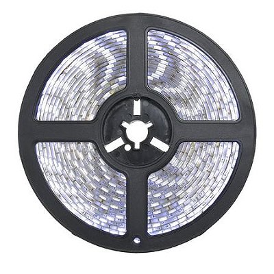 Fita LED 5050 Branco Frio 6500K 300 LED 7.2W / metro IP20 sem Silicone Rolo 5 metros 12V