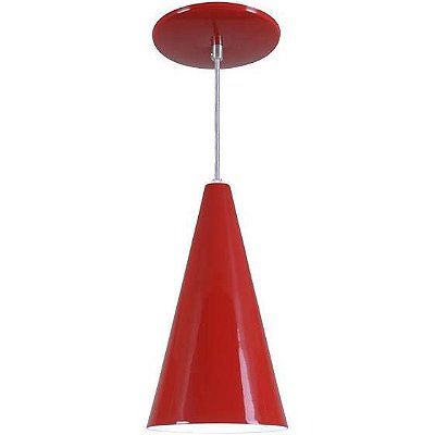 Pendente Cone Luminária Lustre Alumínio E27 Vermelho