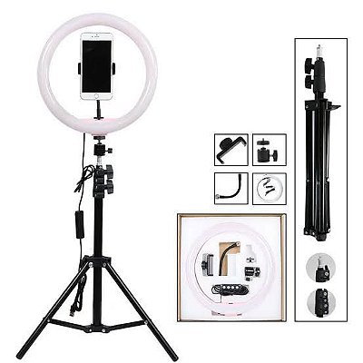 Ring Light 33cm 13 polegadas LED 40W Suporte Celular Iluminador Profissional 3 Cores Tripe 2 mts