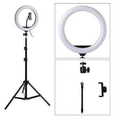 Ring Light 12 polegadas 30cm LED 35W Suporte Celular Iluminador Profissional 3 Cores Tripe 2 mts
