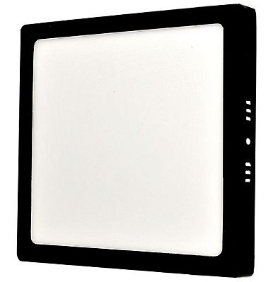 Painel 18W LED Quadrado Sobrepor Preto 22x22 6500K Branco Frio