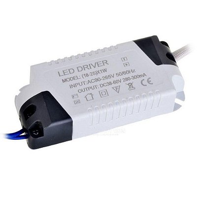 Driver Reator LED 18 - 25W 300mA Luminaria Painel Plafon Bivolt