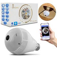 Lampada Camera Wi-Fi Espiã LED V380 Panoramica Bivolt E27