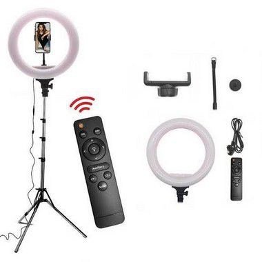 Ring Light 14 polegadas 35cm LED 60W Suporte Celular Iluminador Profissional 3 Cores Tripe 2 mts Touch Controle Remoto