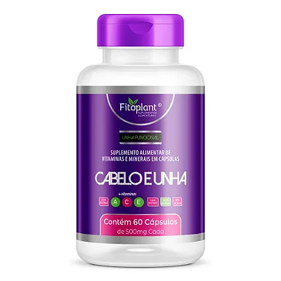 Cabelo e Unha 500mg 60Caps - Fitoplant
