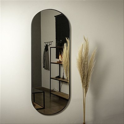 Espelho oval Tijuca 1,50x60 cm - Preto