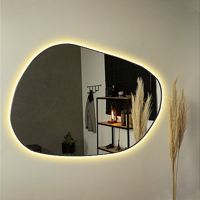 Espelho Orgânico Gávea 150x105 cm Preto com LED