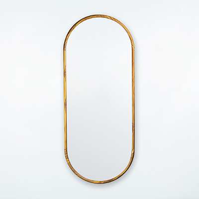 Espelho oval Galeão 1,50x60 cm de Madeira Maciça Teca