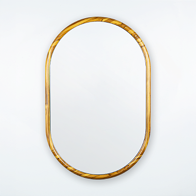 Espelho oval Galeão 80x50cm de Madeira Maciça Teca